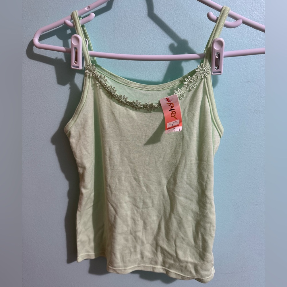 Green flower tank top